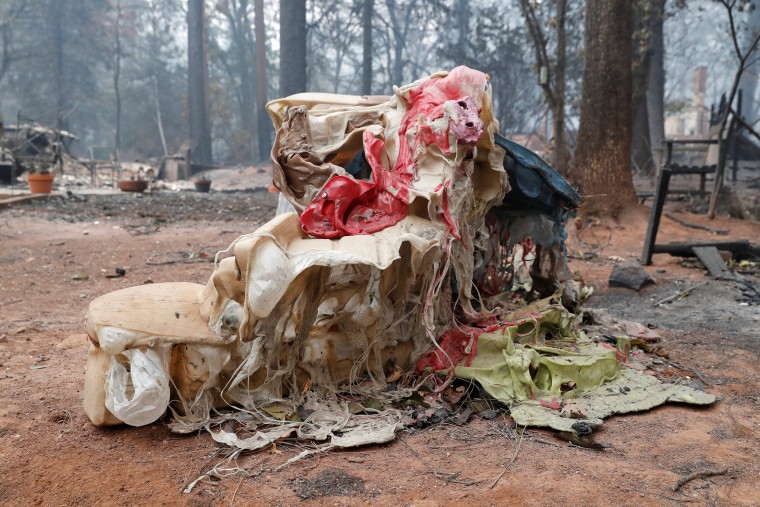 A children's toy destroyed by the Camp Fire is seen in Paradise
