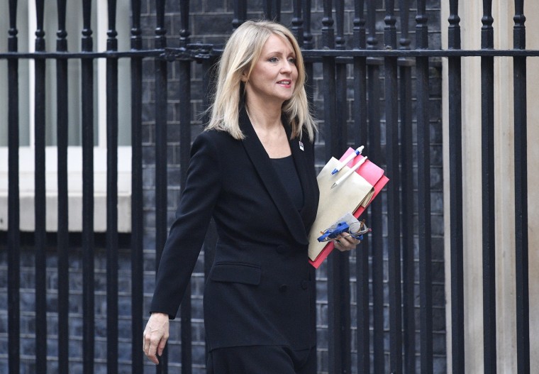 Image: Britain's Secretary of State for Work and Pensions Esther McVey resigns