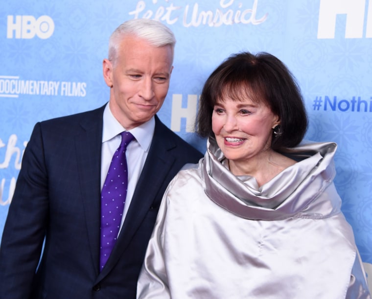 Anderson Cooper and Gloria Vanderbilt at a premiere in New York in 2016.