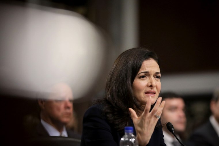 Facebook COO Sheryl Sandberg testifies during a Senate Intelligence Committee on Capitol Hill on Sept. 5, 2018.