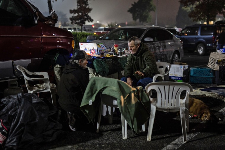 Residents of Paradise, California have been camping in tents and sleeping in their cars in a Walmart parking lot after escaping the fires that tore through their town, on Nov. 15, 2018.