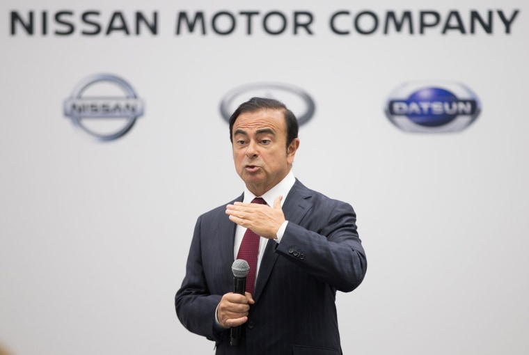 Image: Carlos Ghosn, chairman, president and chief executive officer of Nissan Motor, speaking to reporters during a press conference at the 2016 North American International Auto Show