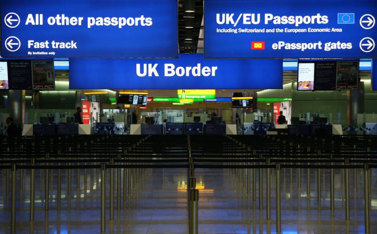 Image: U.K. border control gates at Heathrow Airport