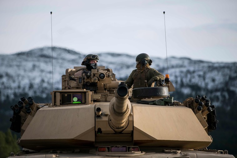 Image: U.S. Marines drive an M1 Abrams as part of Trident Juncture 2018