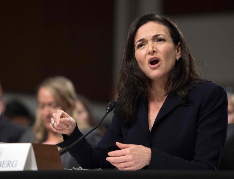 Facebook COO Sheryl Sandberg testifies before the Senate Intelligence Committee on Capitol Hill on Sept. 5, 2018.