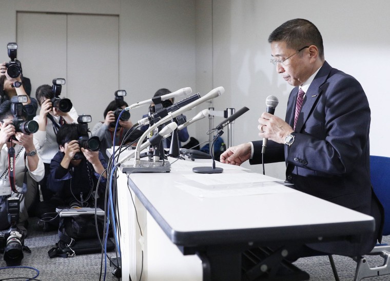 Nissan Motor Co. President and Chief Executive Officer Hiroto Saikawa speaks during a press conference at Nissan Motor Co. Global Headquarters in Yokohama, Japan, on Nov. 19, 2018.