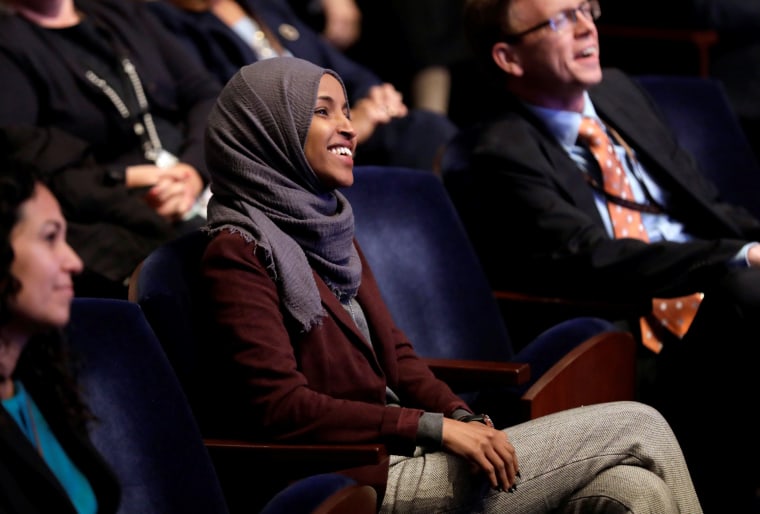 Rep. Ilhan Omar during a House of Representatives member-elect welcome briefing on Capitol Hill on Nov. 15, 2018.