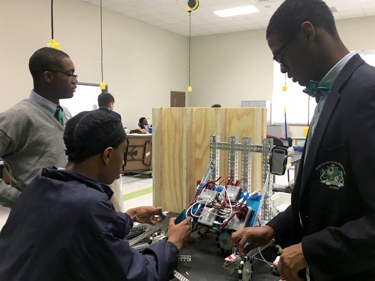 First Tech Challenge Team 10405 spends a Saturday on campus preparing for the upcoming season.