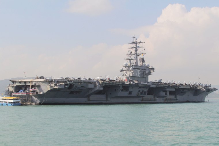 Image: U.S. Navy aircraft carrier USS Ronald Reagan during its visit to Hong Kong