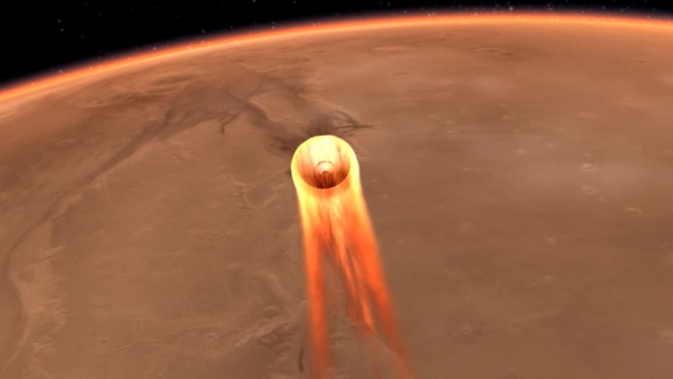 An artist's impression of NASA InSight's landing on Mars, scheduled for Nov. 26, 2018.