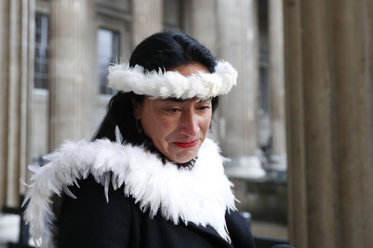 Image: Tarita Alarcon Rapu, Governor of Easter Island gives a press conference outside the British Museum in London after requesting the return of Hoa Hakananai'a, an ancestor figure 'moai' from the museum
