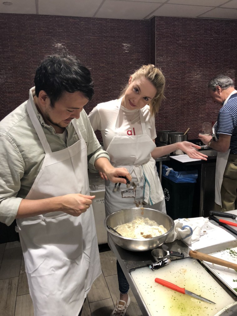 Emily and Alex at cooking class