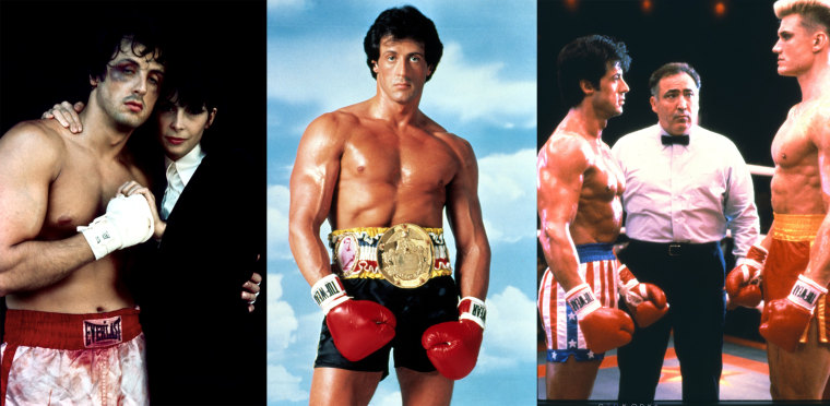 Sylvester Stallone as Rocky Balboa in "Rocky" (1976), "Rocky III" (1982) and "Rocky IV" (1985). 