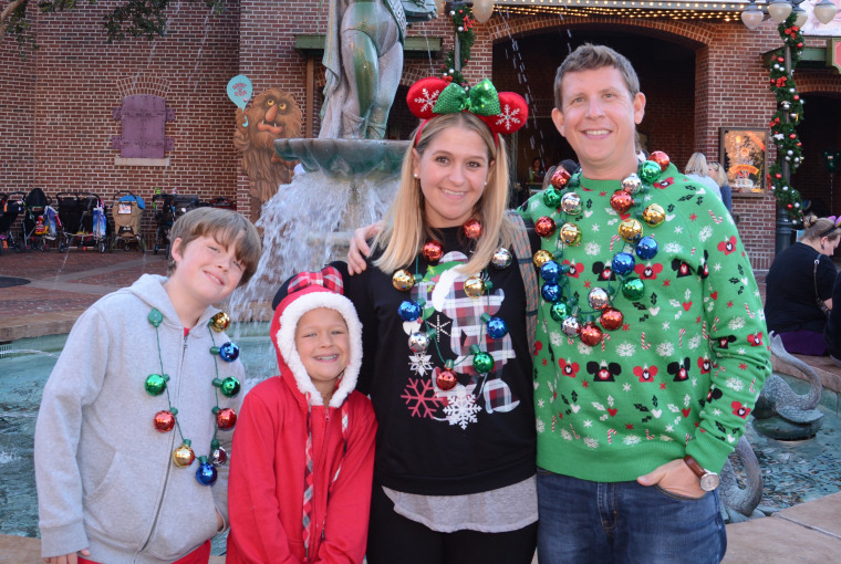 My family and I on one of our trips to gather information about the holiday events at Walt Disney World this season.