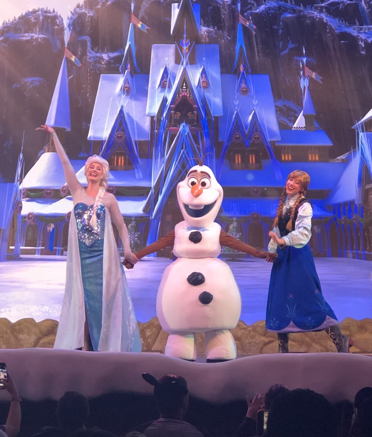 Olaf steals the show as a special guest in a holiday version of "For the First Time in Forever: A Frozen Sing-Along Celebration."