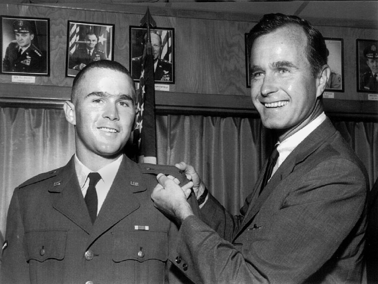 George Bush With George W. Bush In National Guard Uniform