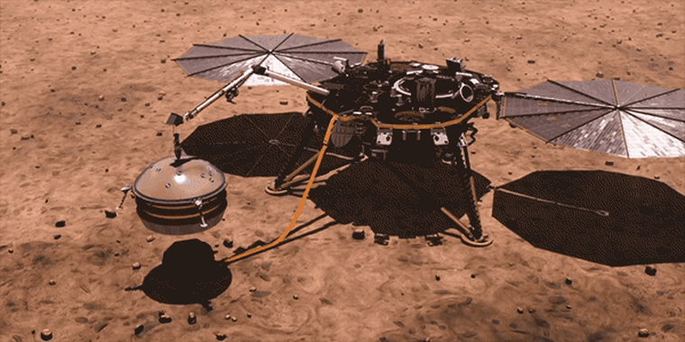 The Mars InSight lander deploys its seismometer.