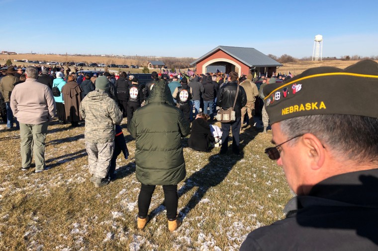 People attend the funeral of Vietnam veteran Stanley Stoltz in Omaha, Nebraska, on Nov. 27, 2018.