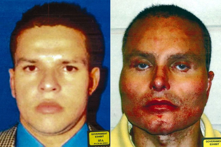 Colombian drug lord Juan Carlos "Chupeta" Ramirez Abadia had plastic surgery to alter his appearance as seen in this before, left, and after, right, photo combination released by the Department of Justice on Nov. 29, 2018.