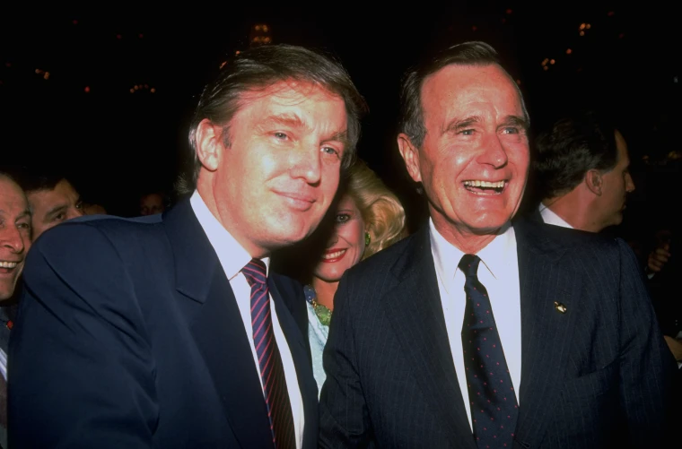 Image: George H. W. Bush And Donald J. Trump