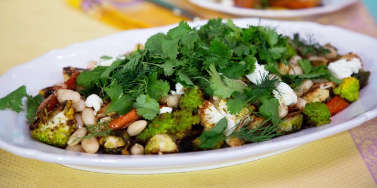Samin Nosrat's Pesto Pasta + Roasted Vegetable and White Bean Salad