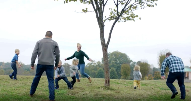 The families of the two men play together during a recent gathering.