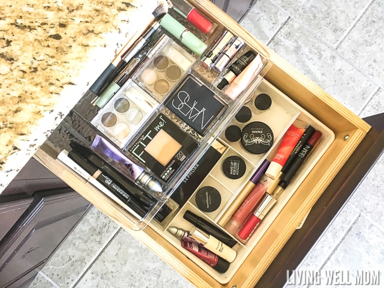 organizing makeup drawer 