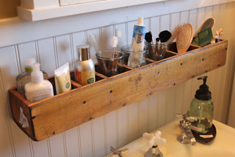 wooden shelf bathroom storage caddy