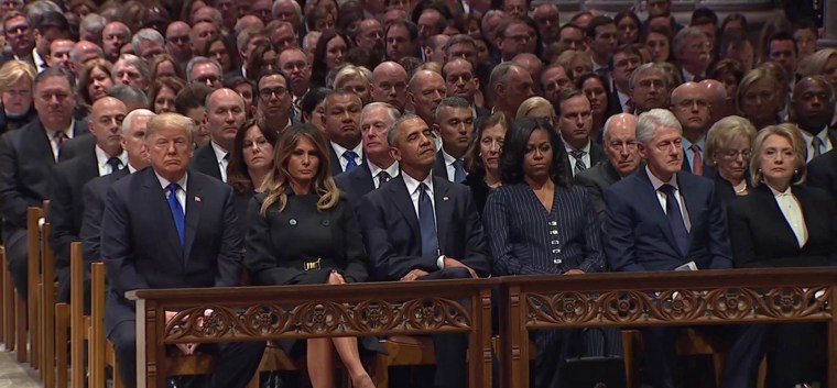 The Trumps, Obamas and Clintons at the funeral for George H.W. Bush.