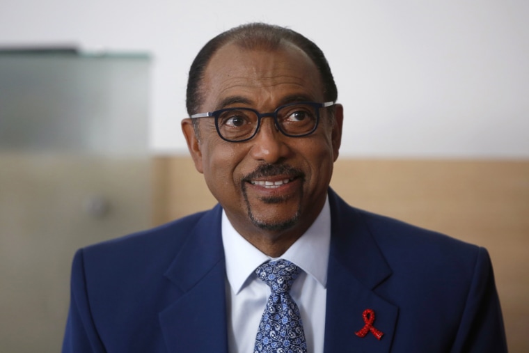Image: UNAIDS chief Michel Sidibe attends a press conference in Paris on July 18, 2018.