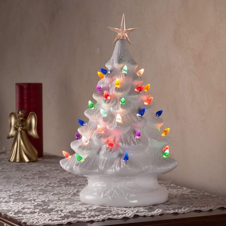 Ceramic trees may have passed their heyday, but new ones are still in production around the holidays. This new, white ceramic tree was available on Amazon in December for $38.