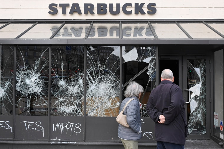 Image: A vandalized Starbucks in Paris 