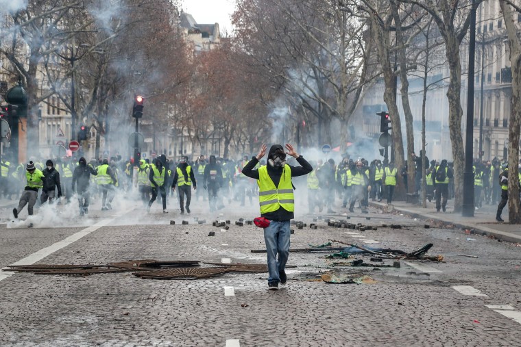Image: A \"Yellow Jacket\" protester in Paris