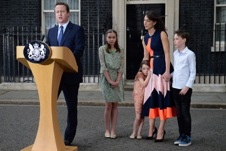 Image: Former British Prime Minister David Cameron and his family in 2016