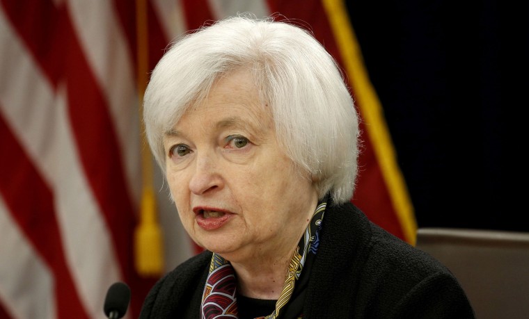 Image: Federal Reserve Chair Janet Yellen holds a news conference in Washington