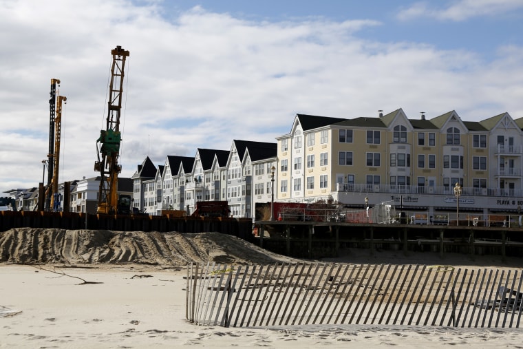 Image: Work continues on a new section of the Pier Village development in Long Branch, New Jersey, on March 5, 2018.