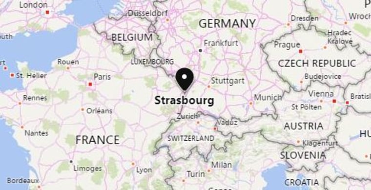 Image: A map showing Strasbourg, France.