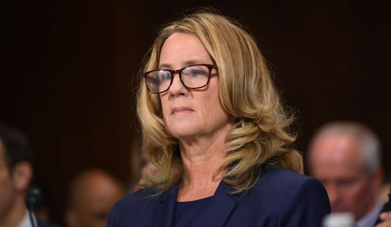 Christine Blasey Ford testifies at a Senate Judiciary Committee confirmation hearing for nominee Brett Kavanaugh on Sept. 27, 2018.