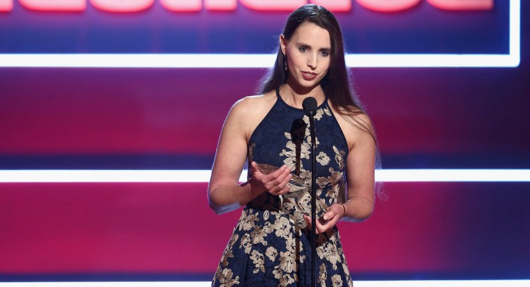 Rachael Denhollander accepts the "Inspiration of the Year Award" at the Sportsperson of the Year Awards Show on Dec. 11, 2018 in Los Angeles.