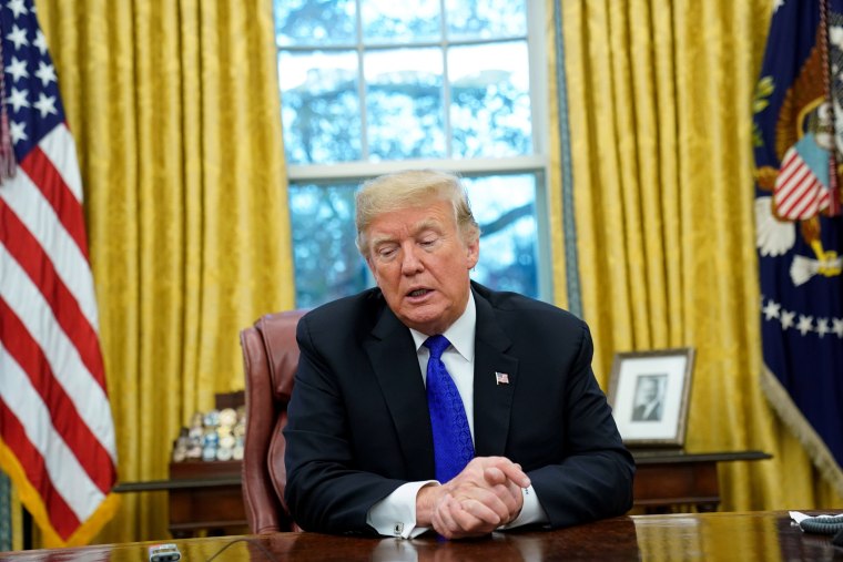 Image: President Donald Trump sits for an interview in the Oval Office of the White House on Dec. 11, 2018.