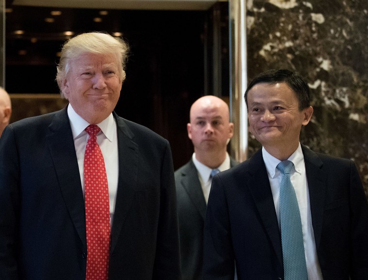 Image: Donald Trump and Jack Ma meet at Trump Tower in New York City on Jan. 9, 2017