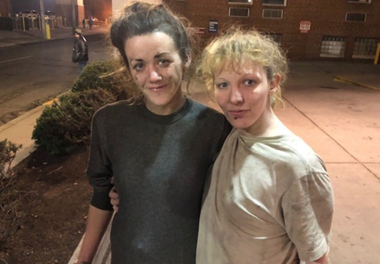 Image: Kayla Williams, left, and Erica Treadway after they were discharged from the hospital and rescued from a mine in West Virginia on Dec. 12, 2018.