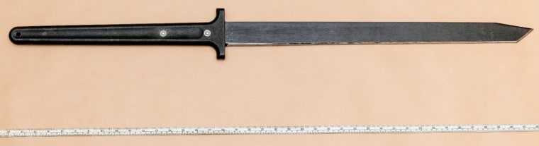 Image: The samurai sword used by Mohiussunnath Chowdhury in the attack outside Buckingham Palace in London.