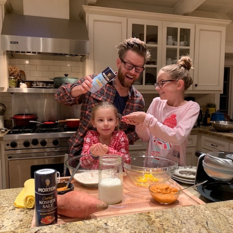 Richard Blais with his daughters, Riley, 10, and Embry, 7.
