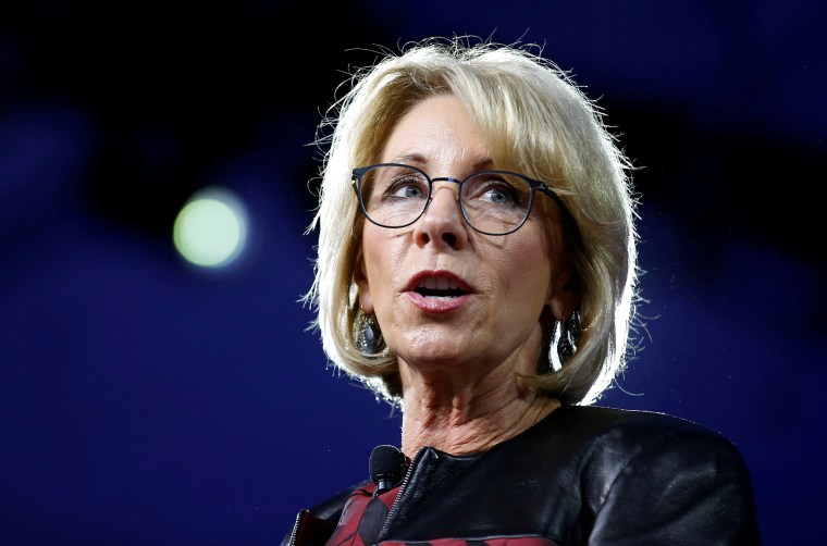 Image: FILE PHOTO - U.S. Secretary of Education Betsy DeVos speaks at the Conservative Political Action Conference (CPAC) in National Harbor Maryland