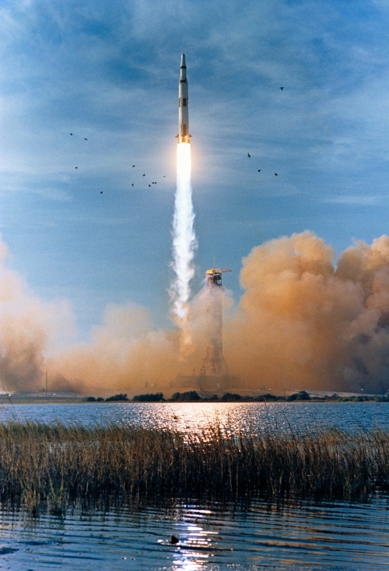 Apollo 8 lifted off at 7:51 a.m. ET on Dec. 21, 1968, from the Kennedy Space Center in Florida.
