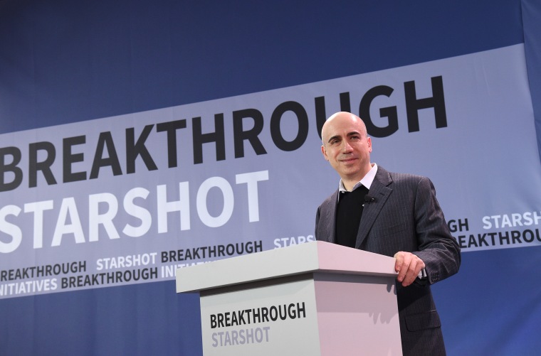 Image: Yuri Milner, Breakthrough Prize and DST Global Founder, speaks at a press conference in New York on April 12, 2016.
