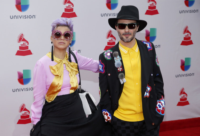 Image: Li Saumet and Simon Mejia of Bomba Estereo arrive at the 18th Annual Latin Grammy Awards in Las Vegas on Nov. 16, 2017.