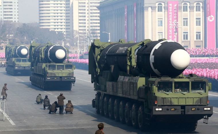 Image: Hwasong-15 ballistic missiles during a military parade 