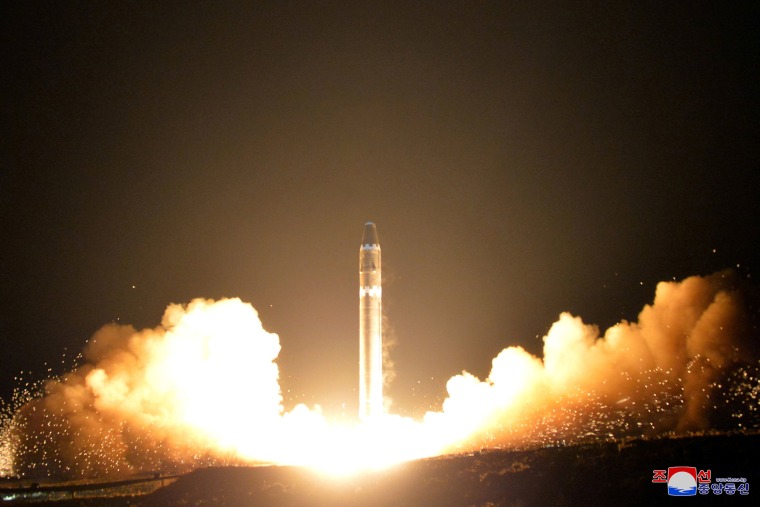 Image: A Hwasong-15's is successfully launched near Pyongyang in 2017